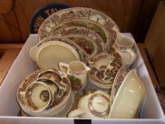 Royal Staffordshire 'Rural Scenes' part dinner service comprising lidded tureens, plates, cups &