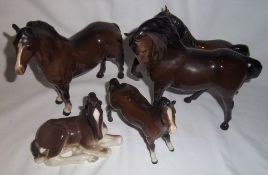 3 Beswick horses, USSR foal, and West Germany horse