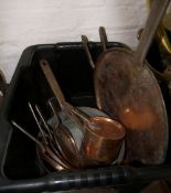 3 copper sauce pans & 8 copper lids