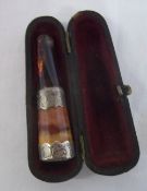 Cased silver mounted cigar holder