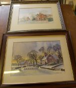 Framed watercolour of old Cleethorpes by Vic Hotson & framed watercolour of old Cleethorpes in