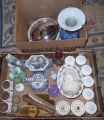 Sel of herb & spice pots, figurines, glass, silver plate, Royal Worcester dish etc