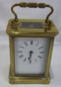 Brass carriage clock in original leather case