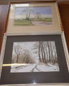 Two watercolours, one by Leslie R Treacher, other unsigned