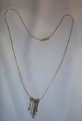 9ct Gold necklace with white gold & yellow gold drops