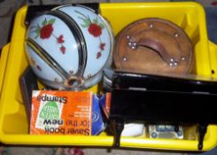 Tetley Tea metal tin, piano jewellery box etc