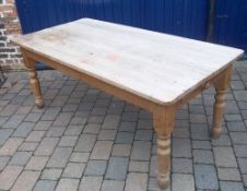 Large stripped pine table size approx 6ft x 3 ft