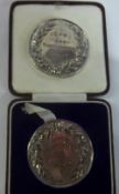 2 lge silver Cleethorpes grammar school medals inscribed on the back with W A Sanderson, on the