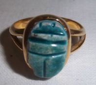 Gold scarab beetle ring, tested as 18ct gold