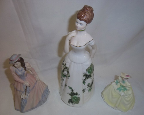 3 Coalport figurines, 'Charlotte', 5/98 'Springtime', 10/96 and 'The Hostess'