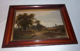 Oil on canvas by H.J. Kockkock of a couple in a landscape