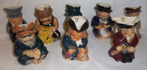 8 Roy Kirkham Staffordshire toby jugs : tinker, tailor, soldier, sailor, rich man, poor man,