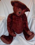 Lg. Steiff style red mohair teddy bear ht approx. 75cm