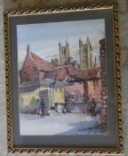 Watercolour of Lincoln Cathedral by John Landrey