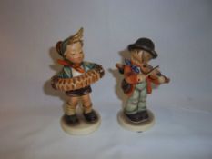 2 Hummel figurines "Little Fiddler" & "Accordion Boy"