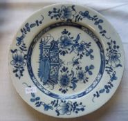 18th C tin glazed Delft ware plate