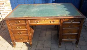 Lg leather topped walnut partners desk