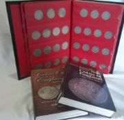 2 "Coins of England" coin catalogues 1996 & 2004 & Queen Elizabeth II coin album with coins (not