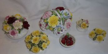 5 ceramic posies, inc. 2 by Royal Doulton & bowl of cherries
