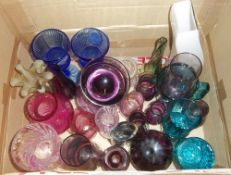 Lge sel. coloured glass inc. Caithness, vases, etc.