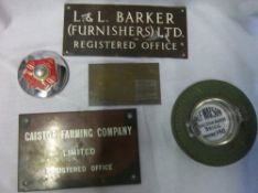 Sel. of Lincolnshire signs inc. Barkers of Brigg Metal Sign, Barkers printing block, Alf Watson