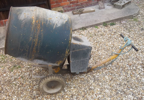 Petrol driven cement mixer & stand