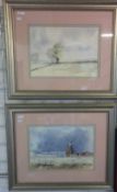 2 silver gilt framed watercolours depicting landscapes size approx 49cm x 39 cm