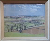 Framed oil on board of "Lincolnshire Farmland nr South Carlton" by Kenneth Grimble