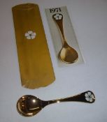 1971 Georg Jensen gilt silver spoon with Georg Jensen box