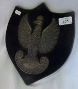 Wooden shield with bronze eagle