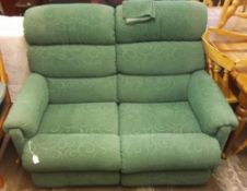 Green 2 seater 'La-Z-Boy' sofa