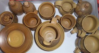 A selection of Alvingham pottery including cups, saucers, bowls, jugs, condiments etc.