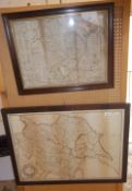 Framed old map of Yorkshire & framed old map of Lincolnshire