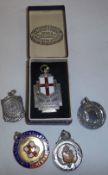 3 Louth and Lincolnshire silver football medals & 2 other silver sports medals, approx wt. 1.6 oz