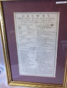 Framed advertising leaflet of T Drewery Perfumer, Hairdresser etc. Fishmarket Lincoln