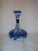 Moorcroft Pottery vase of compressed form with a flared and knopped neck decorated with sailing