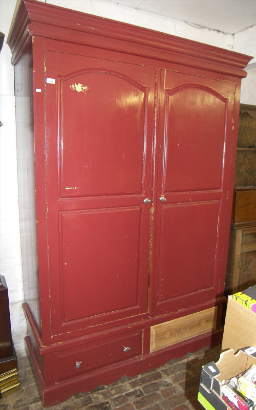 Painted pine wardrobe