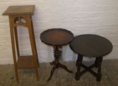 (Not as originally catalogued) Art Nouveau style plant stand & pie crust tripod table