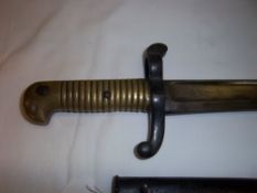 French mid 19th c. bayonet with scabbard