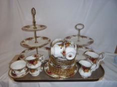 Sel. Royal Albert 'Olde Country Roses' inc. 2 cake plates, tea cups & saucers etc. approx. 28