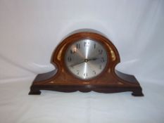 Mah. mantel clock with mother of pearl inlay