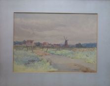 Framed watercolour depicting 'Cley Norfolk' size approx. 34cm x 24.5cm