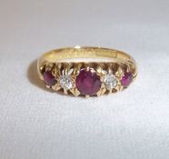 18ct gold ruby & diamond gypsy ring