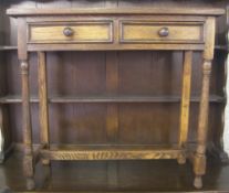 Oak hall table with two drawers