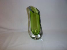 Glass vase with green coloured cavity ht approx. 20cm