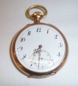 14k rose gold gentleman's pocket watch with case marked 'GEBR. EPPNER, BERLIN', interior of watch