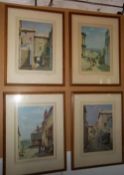 Set of four framed prints depicting Cornish scenes, signed and titled by the artist Herbert Truman