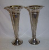 Pr silver vases with pierced dec. Birm. 1919 ht approx. 23cm