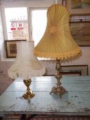 Brass lamp & 1 other with shades