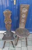 2 carved hall chairs